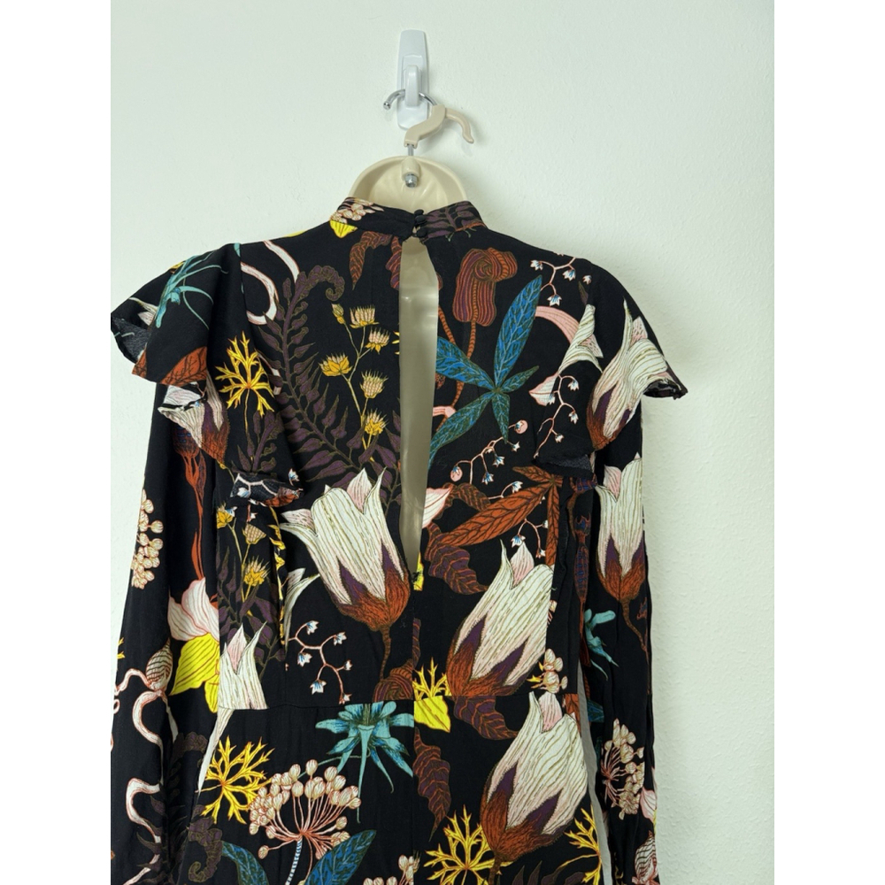 H&M Floral Ruffled Maxi Dress Sz 2 Dark Feminine Boho Autumn Bloggers Favorite - Picture 16 of 16